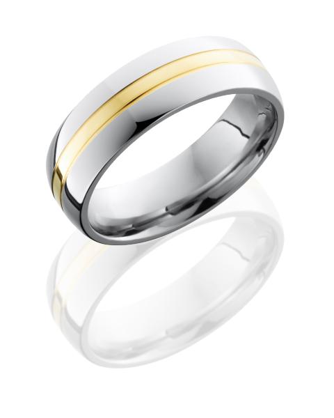 Cobalt Chrome 7mm Domed Band with 2mm 14KY