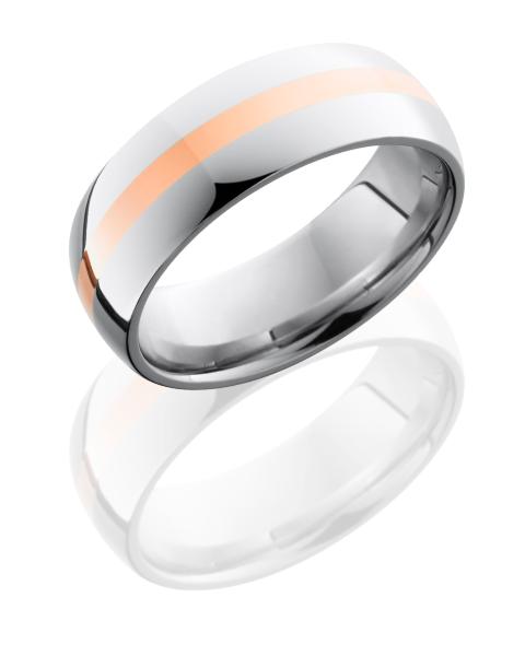 Cobalt Chrome 8mm Domed Band with 2mm 14KR