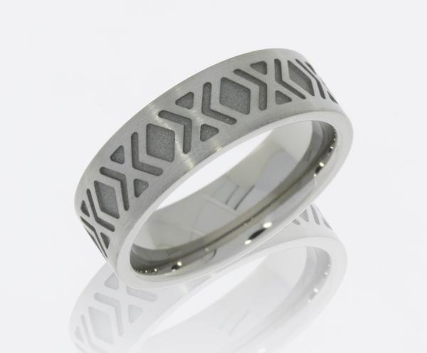 Cobalt Chrome 9mm Flat Band with X Pattern