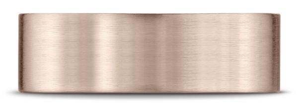 14k Rose Gold Flat 7mm Comfort-Fit Satin-Finished Carved Design Band