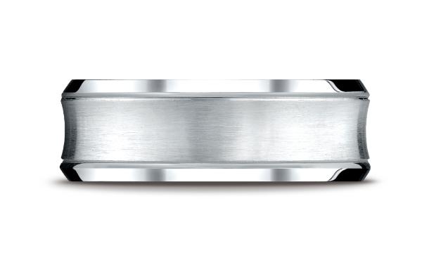 White Gold 7.5mm Comfort-Fit Satin-Finished Concave beveled edge  Design Band