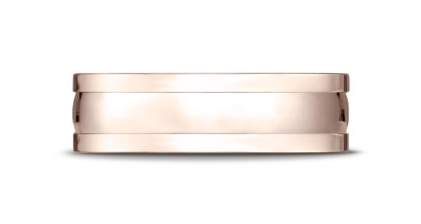 14k Rose Gold 6mm Comfort-Fit High Polished Squared Edge Carved Design Band
