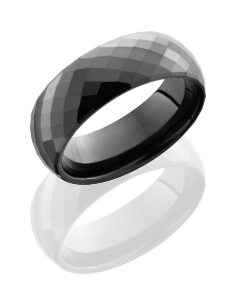 Ceramic 6mm Domed Band with Beveled Edges and Facets