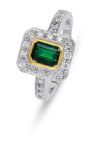 Emerald Cut Emerald and Diamondf Ring
