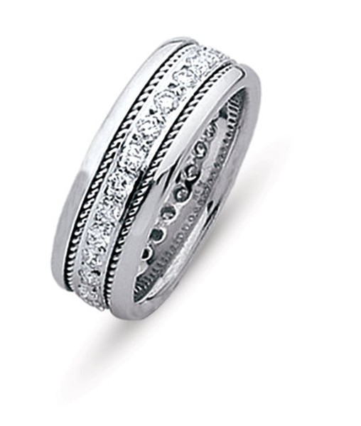 DIAMOND ETERNITY BAND WITH HAND MADE TWIST DETAILS IN GOLD OR PLATINUM