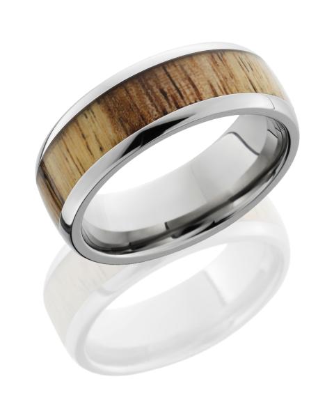 Titanium 8 mm Domed Band with Spalted Tamarind Wood Inlay
