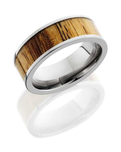 Titanium 8 mm Flat Band with Spalted Tamarind Wood Inlay