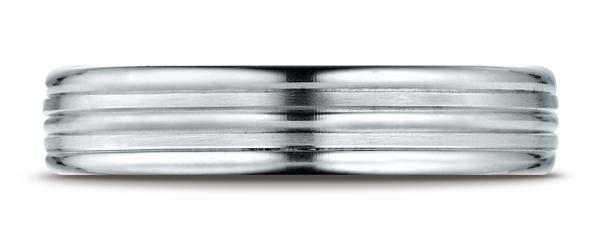 White Gold 4mm Comfort-Fit Satin-Finished High Polished Center Trim and Round Edge