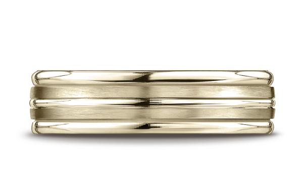 Yellow Gold 6mm Comfort-Fit Satin-Finished High Polished Center Trim and Round Edge