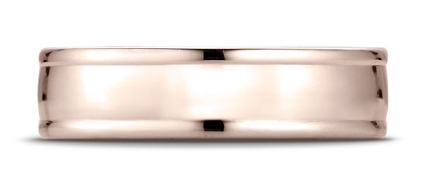 14k Rose Gold 6mm Comfort-Fit  high polish finish round edge Design band