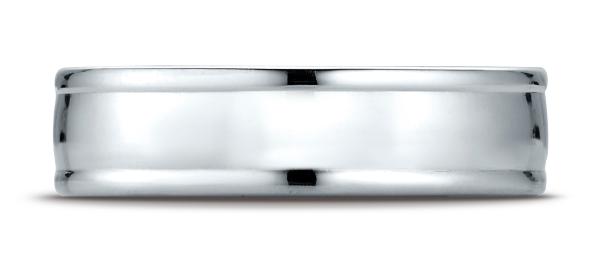 White Gold 6mm Comfort-Fit  high polish finish round edge Design band