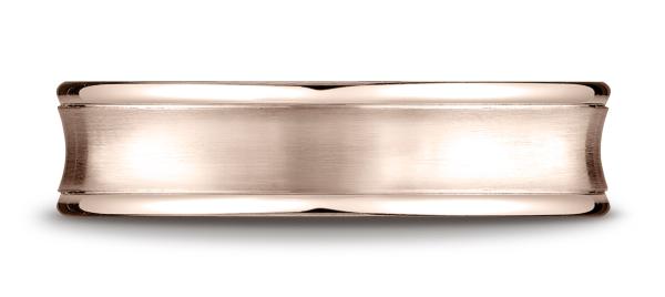 14k Rose Gold 5.5 mm Comfort Fit Concave Round Edge Satin Center Design Band