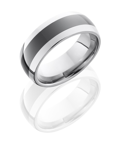 Ceramic and Tungsten Bright 8mm Domed Band