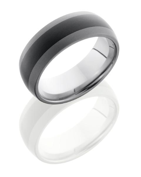 Ceramic and Tungsten Sand Blast Finish 8mm Domed Band