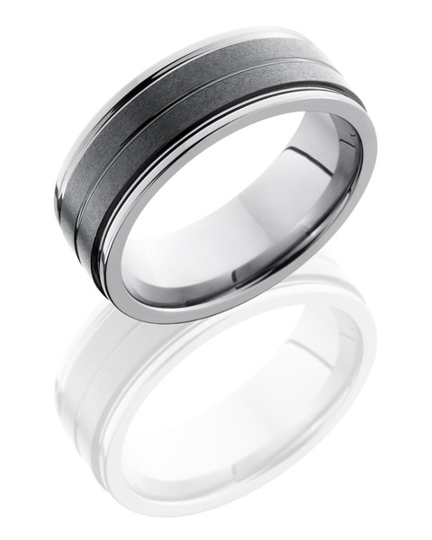 Ceramic and Tungsten Stone Finish Bright Edges 8mm Flat Band