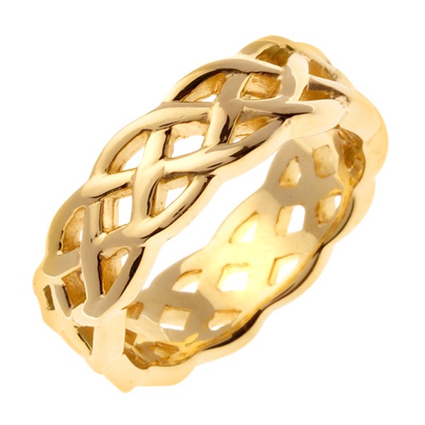 14K GOLD CLASSIC CELTIC OPEN KNOT WEDDING RING 7MM