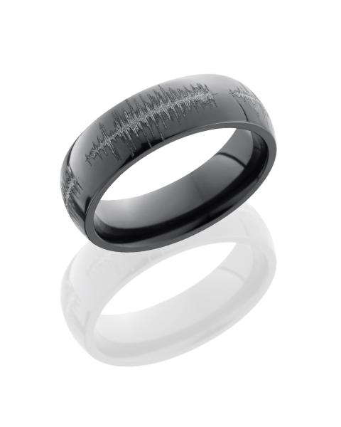 Zirconium 6mm Domed Band with Customized Laser Carved Soundwave