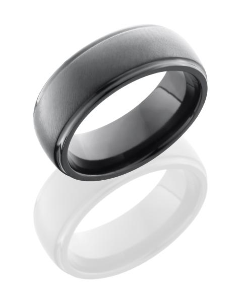 Zirconium 7mm Domed Band with Grooved Edges