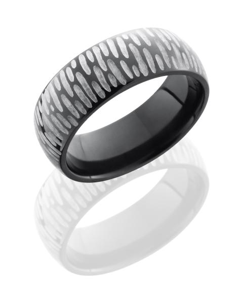 Zirconium 7mm Domed Band withTree Bark Pattern