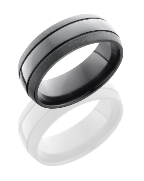 Zirconium 8mm Domed Band with Two .5mm Grooves