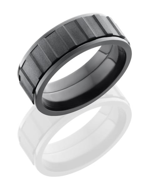 Zirconium 8mm Flat, Spinner Band with Gear Pattern
