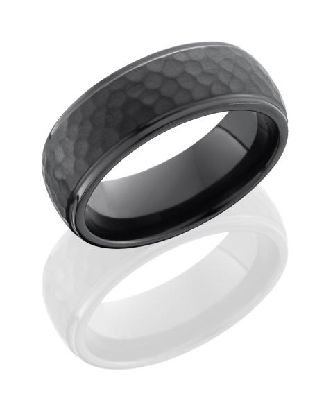 Zirconium 9mm Domed Band with Hammered Pattern