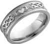 Titanium 6mm flat band with a laser-carved claddagh celtic pattern