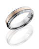 Titanium 6mm Flat Band with Rounded Edges, Milgrain, and 1mm 14KR