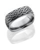 Titanium 8mm domed square band with laser carved celtic pattern