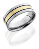 Titanium 8mm Flat Band with 2mm 14KY