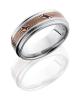 Cobalt Chrome 8mm Flat Band with Rounded Edges and 3mm Mokume