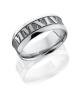 Cobalt Chrome 8mm wide beveled band with customized laser carved Roman Numerals