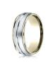 14 White And Yellow 8mm Comfort-Fit High Polished Center Cut Design Band