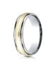 14k Two-Toned 6mm Comfort-Fit High Polished Carved Design Band with Milgrain