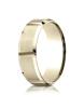 Yellow Gold 7mm Comfort-Fit Satin-Finished Grooves Carved Design Band