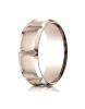 14k Rose Gold 8mm Comfort-Fit Satin-Finished Beveled Edge Concave with Horizontal Cuts