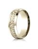 Yellow Gold 7.5mm Comfort Fit Hammered Finish Beveled Edge Design Band
