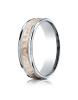 14k Two-Toned 6mm Comfort-Fit Hammer Finish Design Band