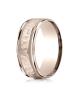 14k Rose Gold 8mm Comfort-Fit Hammered Center High Polish Round Edge And Millgrain Band