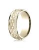 14K Yellow Gold 8mm Comfort Fit Round Edge Cross Hatch Patterned Band