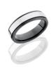 Tungsten and Ceramic 6mm Flat Band with Raised Center, Rounded Edges, and Grooves