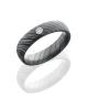 Damascus Steel 5mm Domed Band with Bezel Set .03ct White Round Diamond