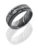 Damascus Steel 8mm Domed Band with Two .5mm Grooves