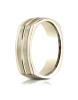 14k Yellow Gold 7mm Comfort-Fit Satin-Finished Center Cut Four-Sided Carved Design Band