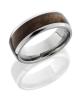 Titanium 8 mm Domed Band with Canxan Negro Burl Wood Inlay