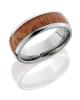 Titanium 8 mm Domed Band with Natural Leopard Wood Inlay