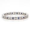 WHITE GOLD ROUND AND SQUARE BEZELS SET WITH DIAMONDS AND SAPPHIRES