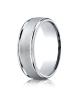 White Gold 7mm Comfort-Fit Wired-Finished High Polished Round Edge Carved Design Band