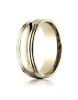 Yellow Gold 7.5mm Comfort-Fit High Polished Double Round Edge Carved Design Band