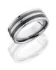 Ceramic and Tungsten 8mm Ribbed Beveled Band